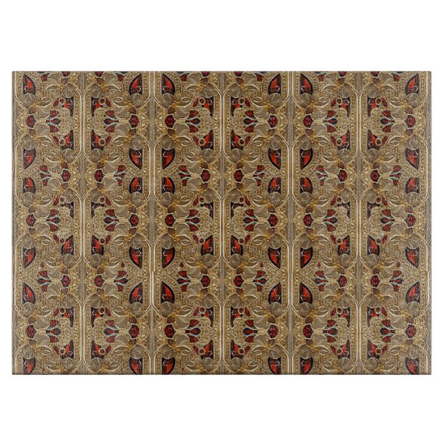 Golden Flowers Red Gemstone Cutting Board (Front)