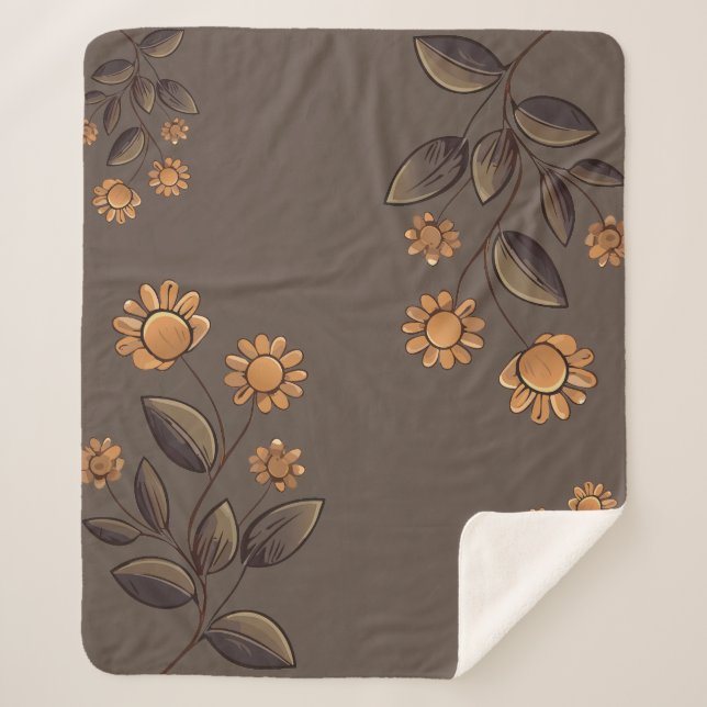 Golden Flowers Sherpa Blanket (Front)