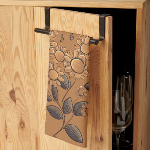 Golden Flowers Tea Towel