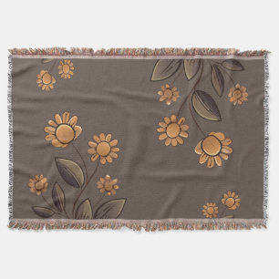 Golden Flowers Throw Blanket