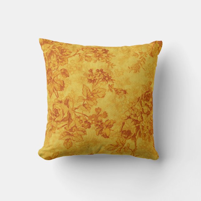 Golden Flowers throw Pillow (Front)