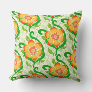 Golden Flowers Throw Pillow