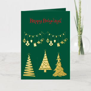 Golden Foil Christmas Trees Simple Elegant Foil Greeting Card