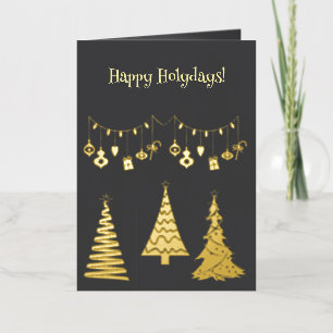 Golden Foil Christmas Trees Simple Elegant  Foil Greeting Card
