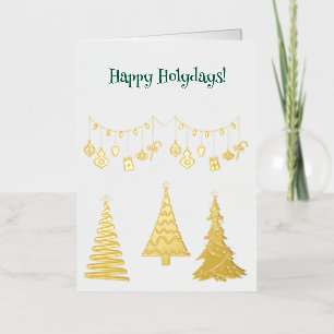 Golden Foil Christmas Trees Simple Elegant Greeting Card
