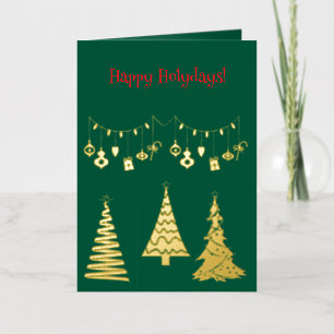 Golden Foil Christmas Trees Simple Elegant  Greeting Card