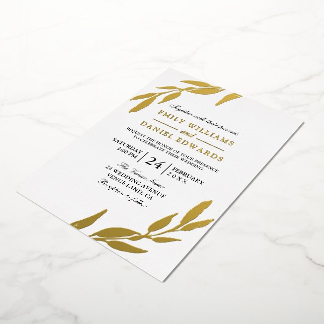 Golden Foil Leaves Gold Leaf Wedding (Rotated)