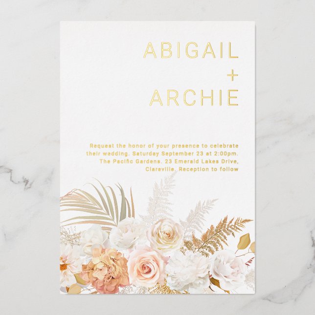 Golden Foil Magical Floral Summer & Fall Wedding (Front)