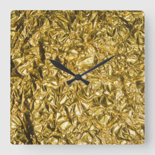 Golden Foil Square Wall Clock