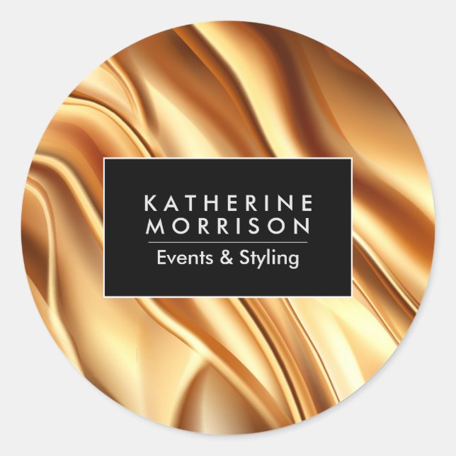 Golden Foil Texture Classic Round Sticker (Front)
