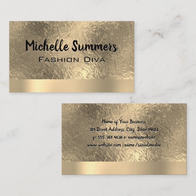 Golden Foil Texture Metallic Background Business Card (Front/Back)