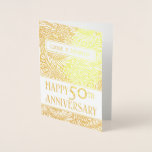 Golden Foliage 50th Wedding Anniversary Real Foil Card<br><div class="desc">Celebrate the 50th wedding anniversary of a special couple with this real gold foil botanical card. Easily customise this card by adding the names of your friends or loved ones to the template.</div>