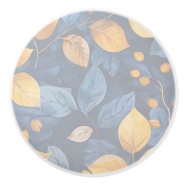Golden Foliage Dreams Autumn Nature Beauty Ceramic Knob (Front)