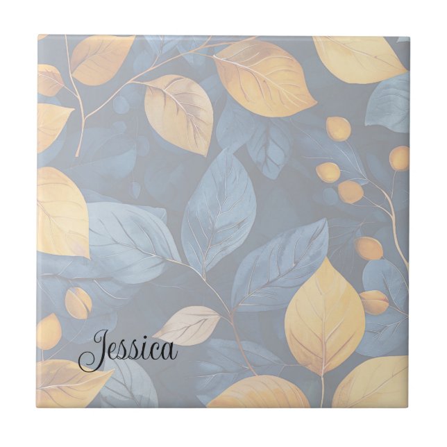 Golden Foliage Dreams Autumn Nature Beauty Tile (Front)