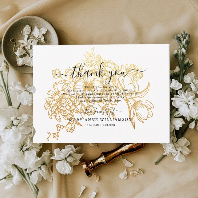 Golden Foliage Funeral Thank You Card (Creator Uploaded)
