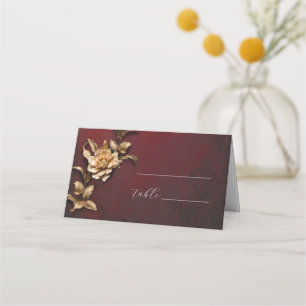 Golden foliage vintage wedding place card