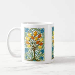 Golden Folk Tree Tile Coffee Mug