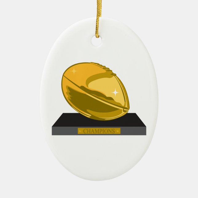 golden football champions ceramic tree decoration (Front)