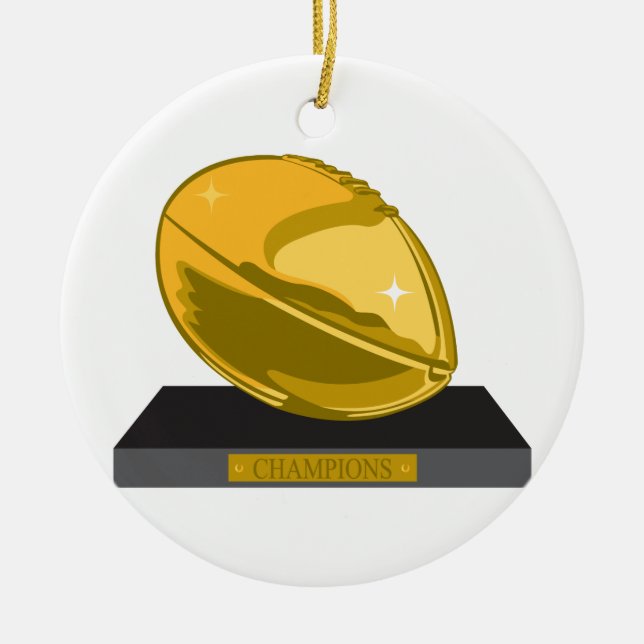 golden football champions ceramic tree decoration (Front)