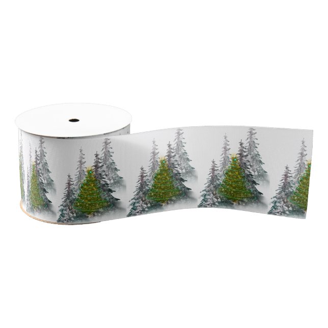 Golden Forest Glow Christmas Ribbon  Grosgrain Ribbon (Spool)