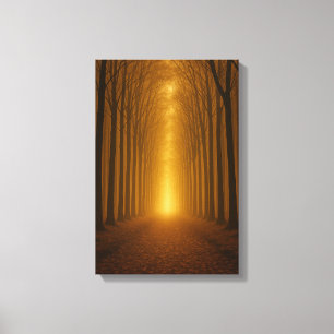 Golden Forest Path at Dusk Canvas Print