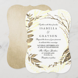 Golden Forest Wreath Wedding Invitation
