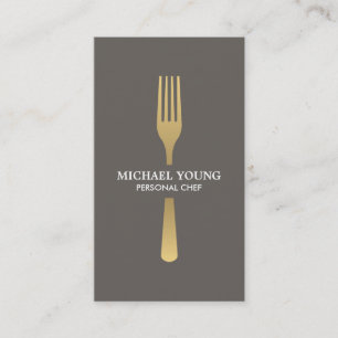 GOLDEN FORK on Taupe Chef, Catering, Restaurant Business Card