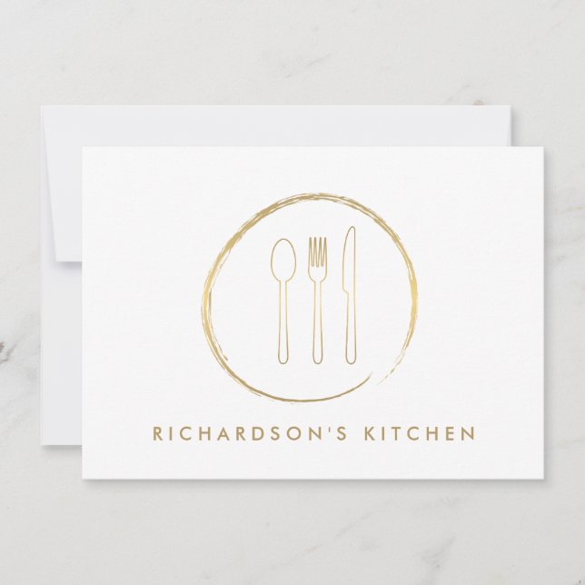 GOLDEN FORK SPOON KNIFE SKETCH LOGO for Catering (Front)