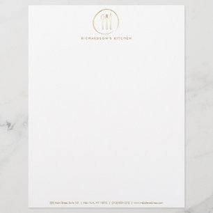 GOLDEN FORK SPOON KNIFE SKETCH LOGO for Catering Letterhead