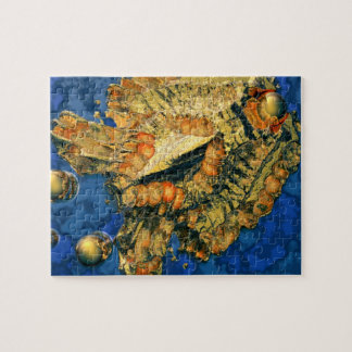 Golden fossil jigsaw puzzle