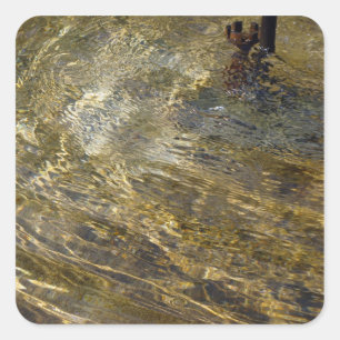 Golden Fountain Water Square Sticker