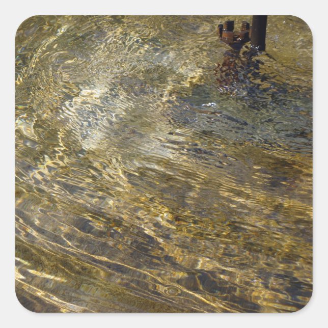 Golden Fountain Water Square Sticker (Front)