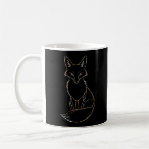 Golden Fox Line Art – Elegant Animal Design Coffee Mug