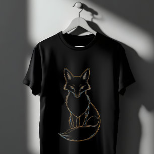 Golden Fox Line Art – Elegant Animal Design T-Shirt