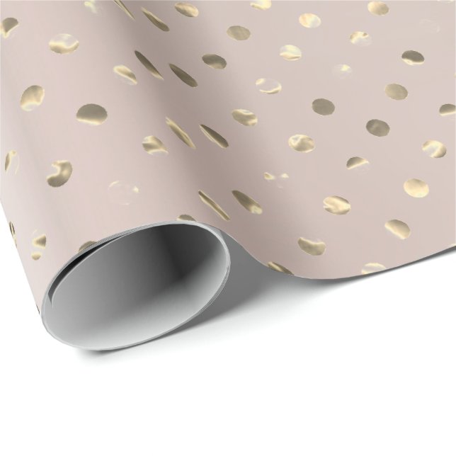 Golden Foxier Confetti Dots Metallic Pearly Blush Wrapping Paper (Roll Corner)