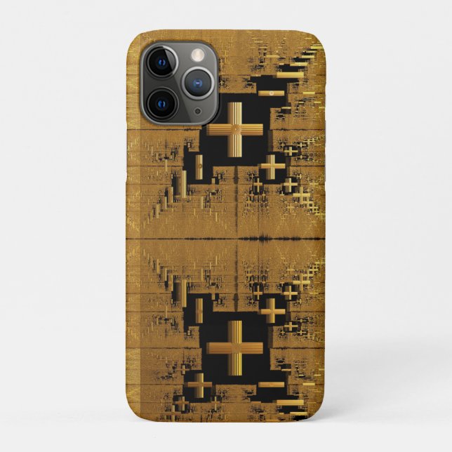 Golden Fractal Crosses  Case-Mate iPhone Case (Back)
