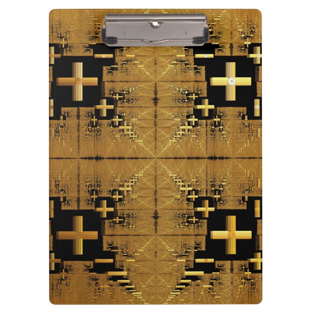 Golden Fractal Crosses Clipboard (Front)