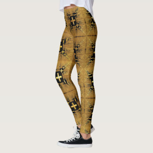 Golden Fractal Crosses Leggings