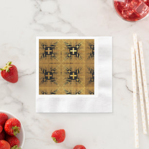 Golden Fractal Crosses  Napkin
