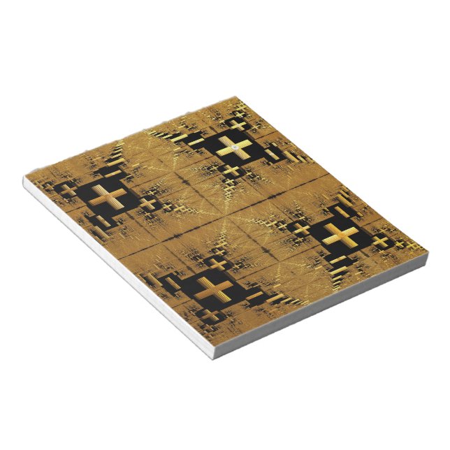 Golden Fractal Crosses  Notepad (Angled)