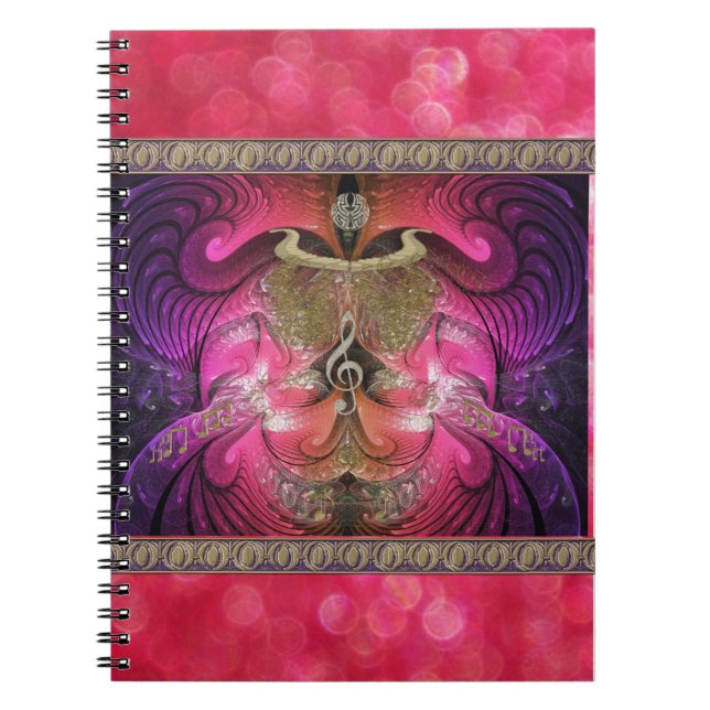 Golden Fractal Scarab Notebook (Front)