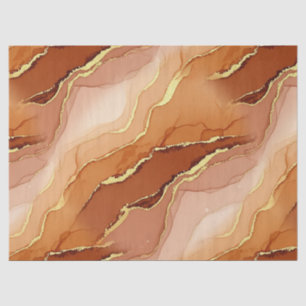 Golden Fracture Marble Earth Tone Fluid Tissue Paper