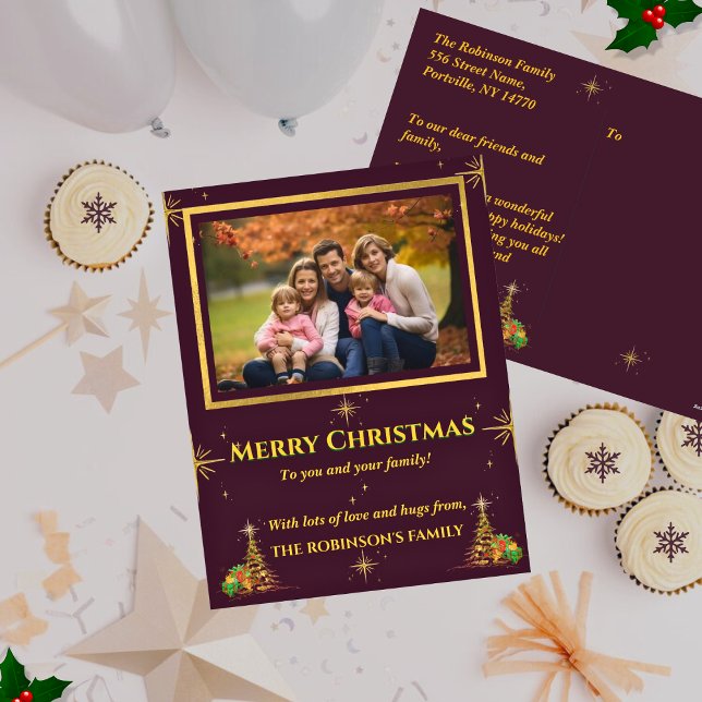 Golden Frame and Stars Christmas Holiday Postcard  (Creator Uploaded)