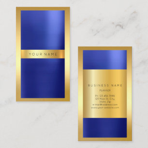 Golden Frame Cobalt Metallic Indigo Blue Vertical Business Card
