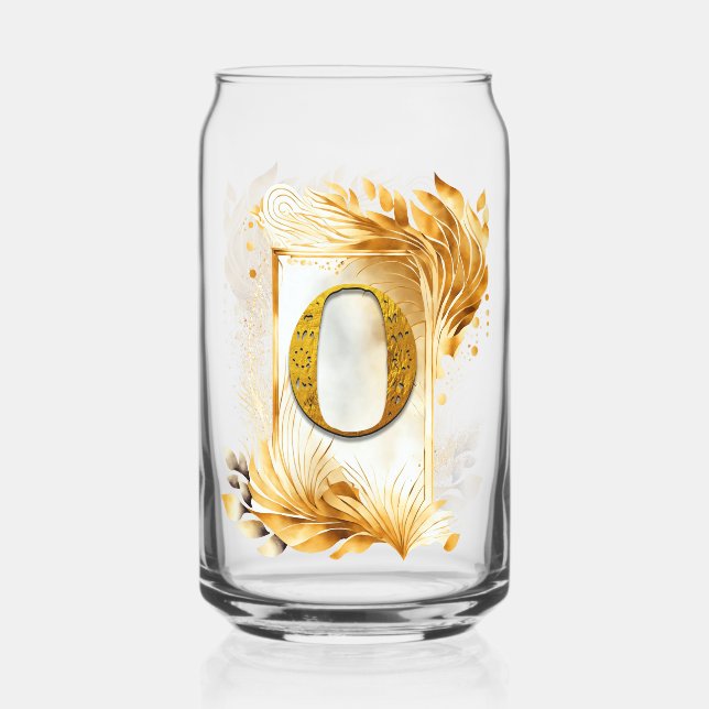 Golden Frame Decorative Monogram O Can Glass (Front)
