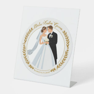 Golden Frame Elegance Wedding Invitation Romanti Pedestal Sign