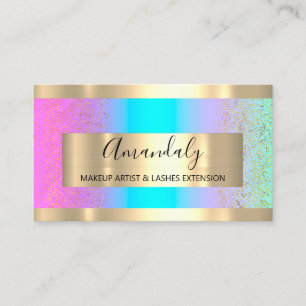 Golden Frame Event Planner Ombre Blue Confetti Business Card