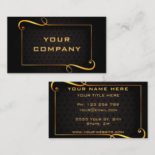 Golden Frame Luxury Gold Text Black Professional  Business Card