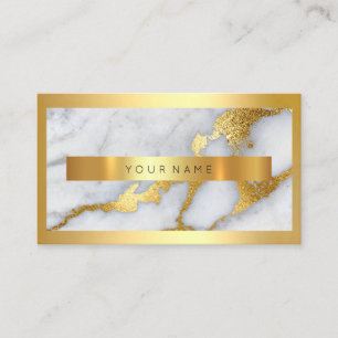 Golden Frame Metallic Stone Grey Marble Elegant Business Card