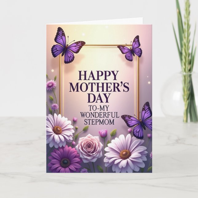 Golden Frame Mothers Day Step Mum Card (Front)